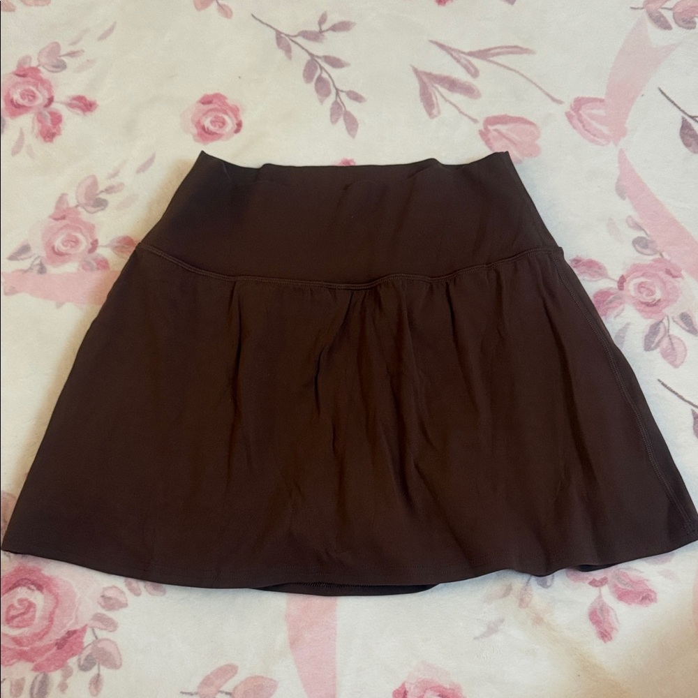 Colorfulkoala Brown High Waist Tennis Skirt